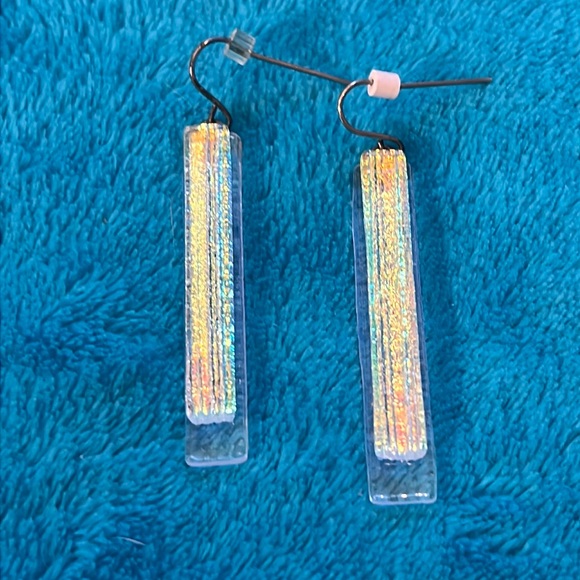 Dichroic glass earrings - Picture 2 of 9